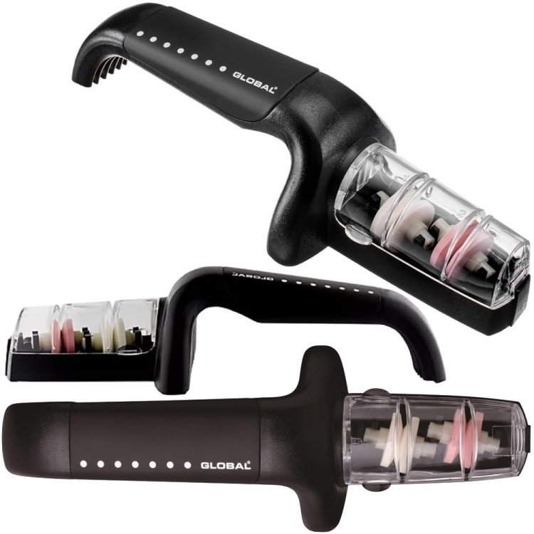 Global Japońska Ceramiczna Ostrzałka Wodna Do Ostrzenia Noży Czarno-Biała G-91/BW