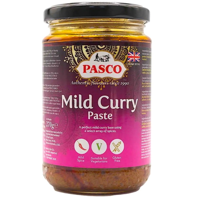 Pasta Indyjska Mild Curry Paste Bezglutenowa Łagodna w Słoiku 270g PASCO