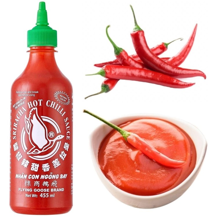 Tajski Ostry Gęsty i Aromatyczny Sos Chili Zielona SRIRACHA Spicy Hot 455ml FLYING GOOSE BRAND