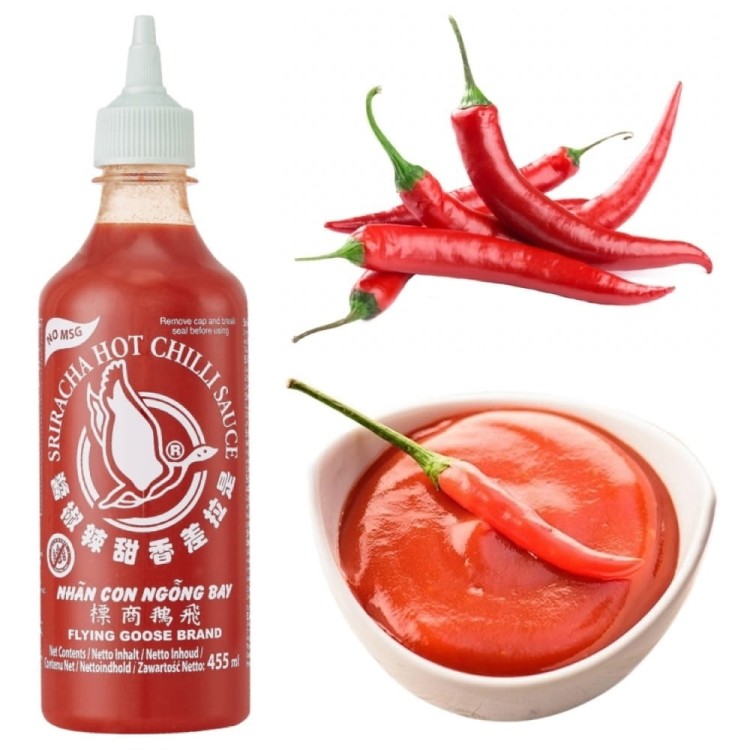 Tajski Ostry Sos Chili SRIRACHA Bez MSG Glutaminianu Sodu 455ml FLYING GOOSE BRAND