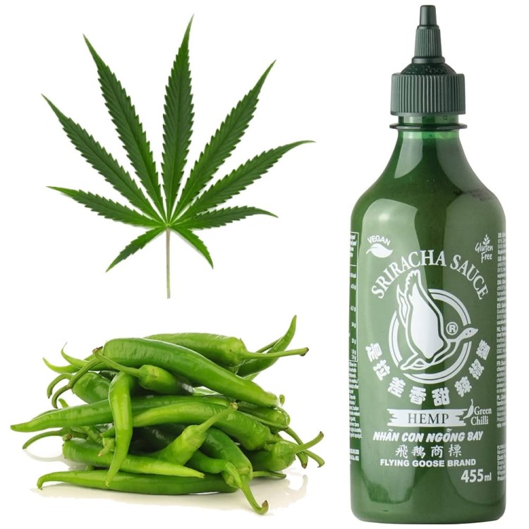Ostry Sos Chili Sriracha KONOPIE Hemp Konopny VEGAN Bez Glutenu 455ml FLYING GOOSE BRAND
