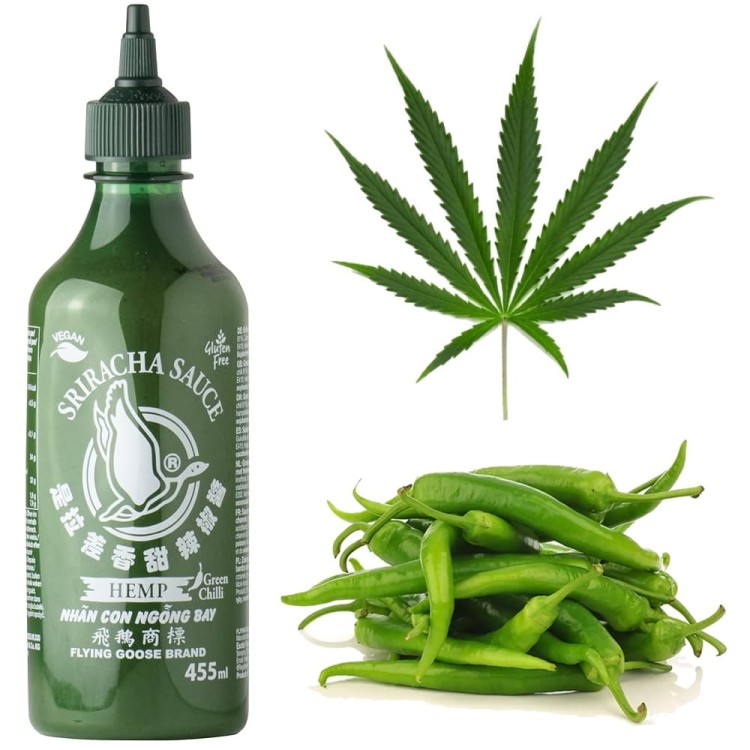 Ostry Sos Chili Sriracha KONOPIE Hemp Konopny VEGAN Bez Glutenu 455ml FLYING GOOSE BRAND