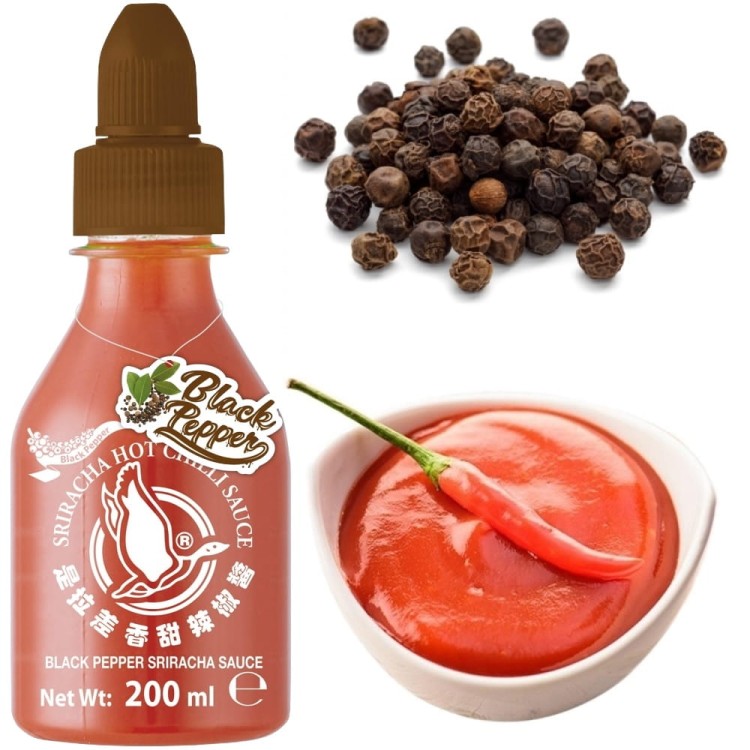 Tajski Ostry Sos Chili Sriracha z Czarnym Pieprzem Chilli Back Pepper 200ml FLYING GOOSE BRAND