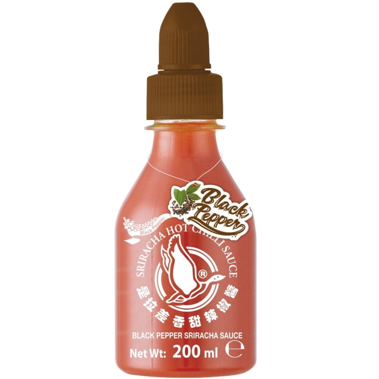 Tajski Ostry Sos Chili Sriracha z Czarnym Pieprzem Chilli Back Pepper 200ml FLYING GOOSE BRAND