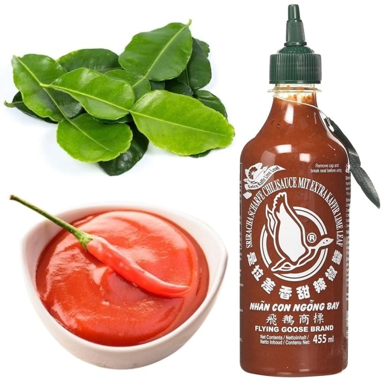 Tajski Sos Chili Sriracha z Liśćmi Kaffiru Limonki Kaffir 455ml FLYING GOOSE BRAND