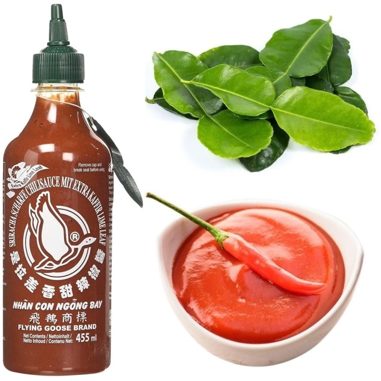 Tajski Sos Chili Sriracha z Liśćmi Kaffiru Limonki Kaffir 455ml FLYING GOOSE BRAND