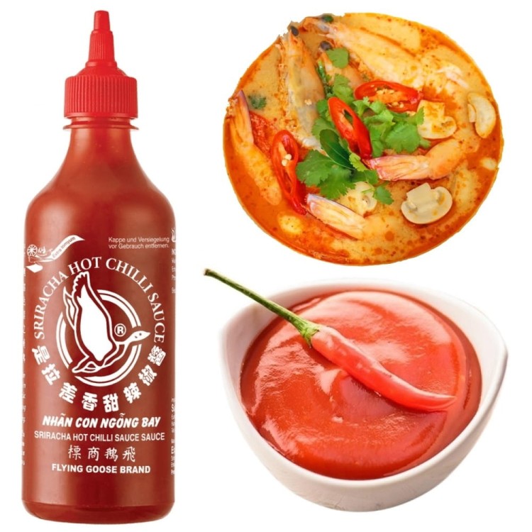 Tajski Ostry Sos Chili SRIRACHA Smak Tajska Zupa Krewetkowa Tom Yum 455ml FLYING GOOSE BRAND