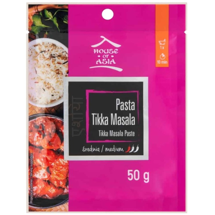 Pasta Tikka Masala Średnio-Ostra Saszetka Indyjski Styl 50g HOUSE OF ASIA