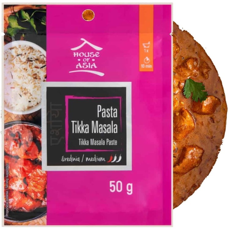 Pasta Tikka Masala Średnio-Ostra Saszetka Indyjski Styl 50g HOUSE OF ASIA