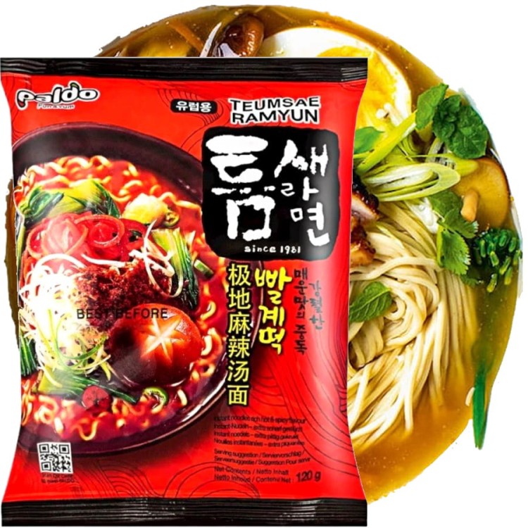 Koreańska Zupka Błyskawiczna Makaron Instant Ramen Ostry Teumsae Hot 120g PALDO
