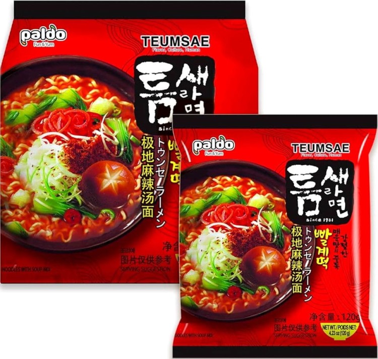 WIELOPAK Koreańska Zupka Błyskawiczna Makaron Instant Ramen Ostry Teumsae Hot 5x120g PALDO