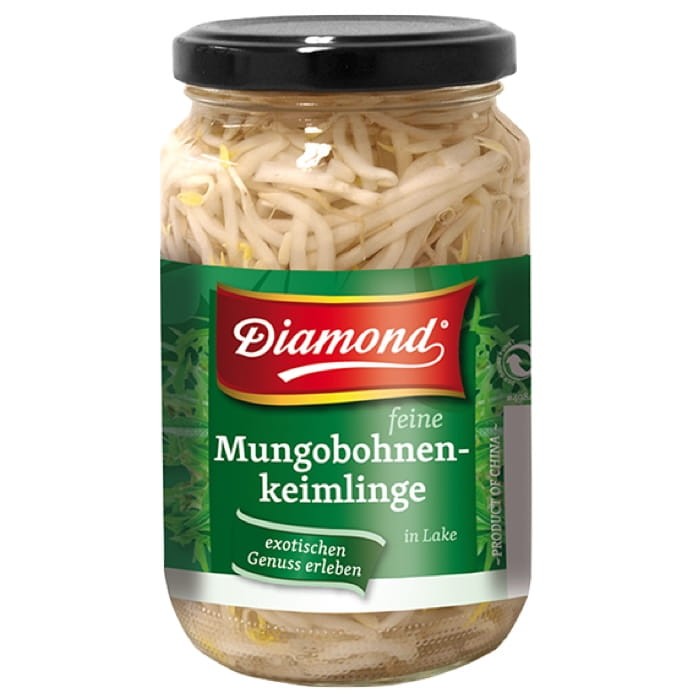 Chińskie Chrupiące Kiełki Fasoli w Zalewie Słoiku Do Woka i Sałatki 330g DIAMOND