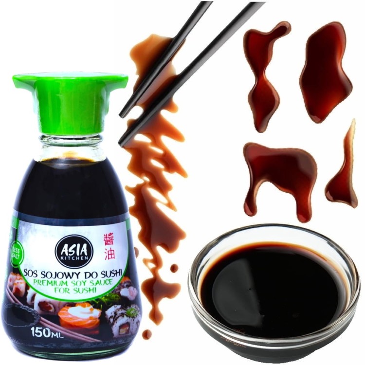 Chiński Premium Sos Sojowy DYSPENSER Do Sushi MNIEJ SOLI 150ml ASIA KITCHEN
