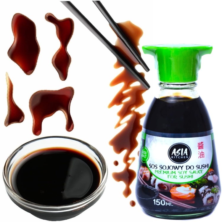 Chiński Premium Sos Sojowy DYSPENSER Do Sushi MNIEJ SOLI 150ml ASIA KITCHEN