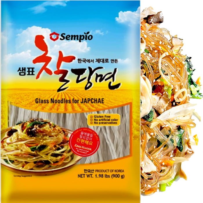 Koreański Makaron z Tapioki i Batatów Glass Noodles 900g SEMPIO