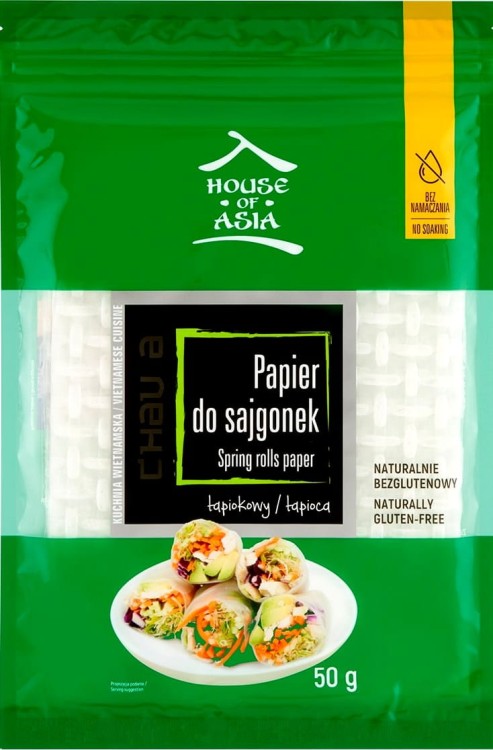 Wietnamski Papier z Tapioki Do Sajgonek i Spring Rolls Bezglutenowy 50g HOUSE OF ASIA