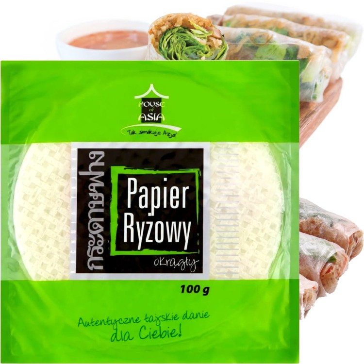 Wietnamski Papier Ryżowy Okrągły Bezglutenowy Do Sajgonek 22cm 100g HOUSE OF ASIA