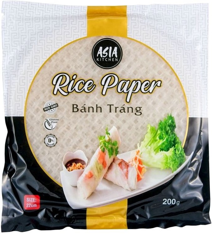 Wietnamski Papier Ryżowy Okrągły Bezglutenowy Do Sajgonek 22cm 200g ASIA KITCHEN