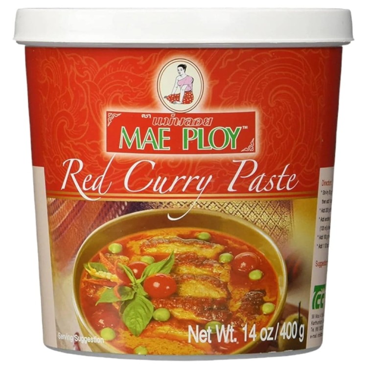 Czerwona Tajska Ostra Pasta Red Curry Bez Glutenu Dobry Skład 400g MAE PLOY