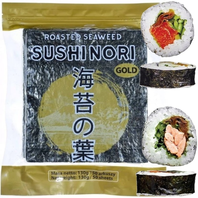 Suszone Wodorosty Glony Algi Morskie Yaki Nori Do Sushi GOLD Premium Class 50 Sztuk NOBI