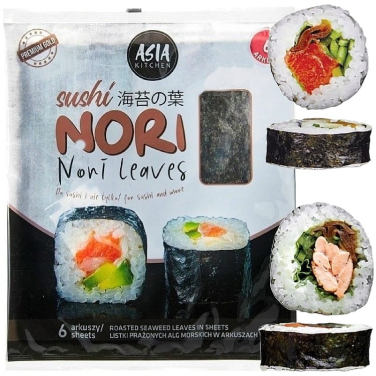 Suszone Wodorosty Glony Algi Morskie Yaki Nori Do Sushi 6 Sztuk ASIA KITCHEN