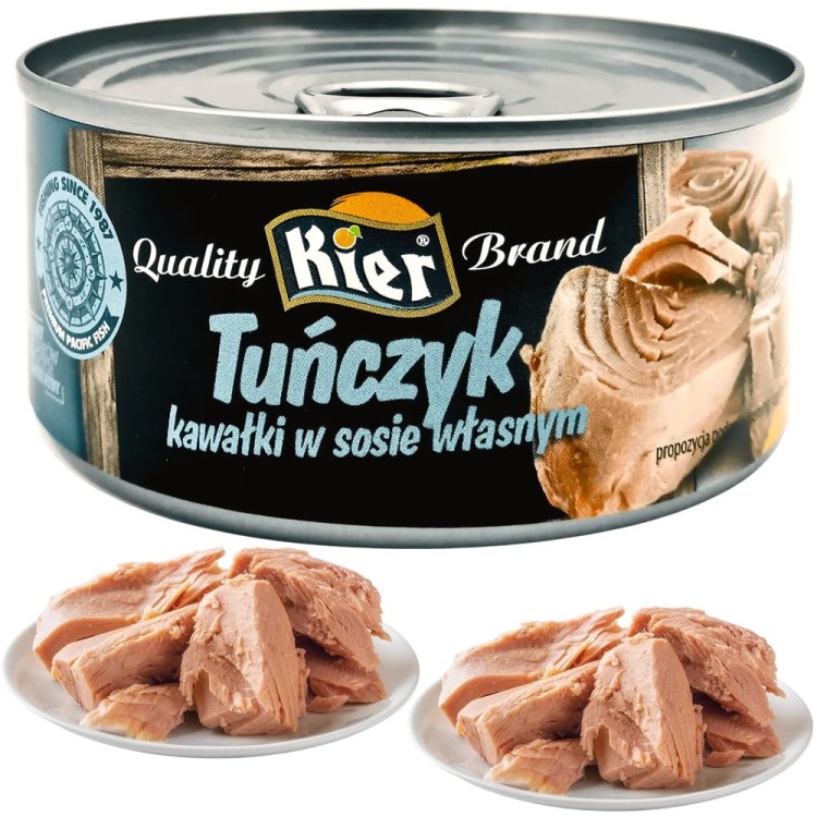 Tuńczyk w Sosie Własnym Kawałki Tuńczyka Zdrowe Źródło BIAŁKA 170g KIER
