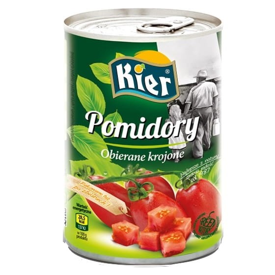 Włoskie Pomidory Obrane Krojone Kostka w Puszce Pakow Po Zbiorach 400g KIER