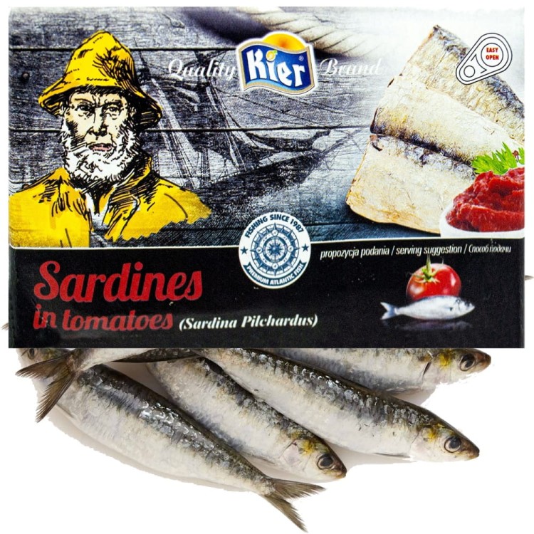 Hiszpańskie Sardynki w Pomidorach Puszka Sardina Pilchardus 120g KIER