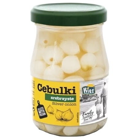 Chrupiące Cebulki Marynowane Białe Srebrzyste w Zalewie Słoik 330g KIER