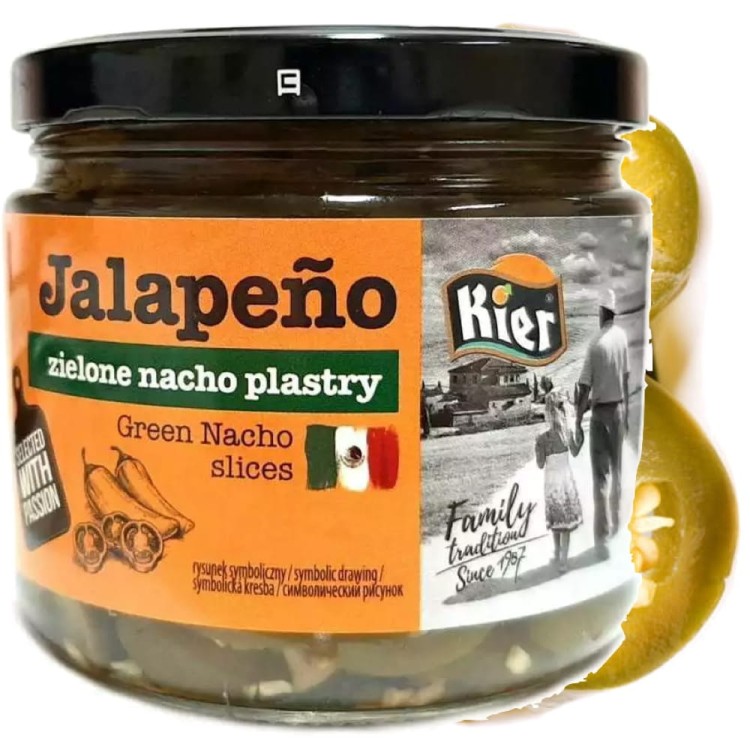 Turecka Papryka Zielona Jalapeno Nacho Plastry w Zalewie w Słoiku 350g KIER