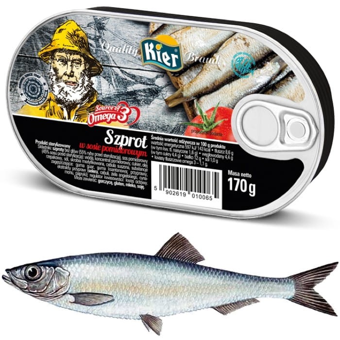 Polski Szprot w Sosie Pomidorowym Omega 3 Sprat in Tomato Sauce 170g KIER