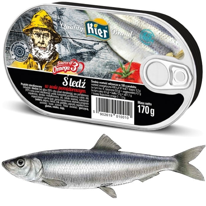 Śledź w Sosie Pomidorowym w Puszce Omega3 Herring in Tomato Sauce 170g KIER