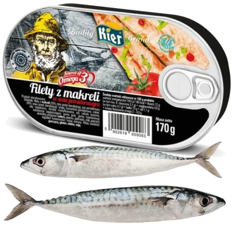Filety z Makreli w Sosie Pomidorowym Mackerel Fillets In Tomato 170g KIER