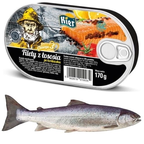 Filety z Łososia Po Królewsku w Puszce Omega 3 King Salmon Filets 170g KIER