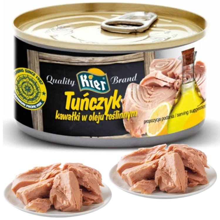 Tuńczyk w Oleju Roślinnym Kawałki Pyszny Smak Wysoka Jakość 170g KIER