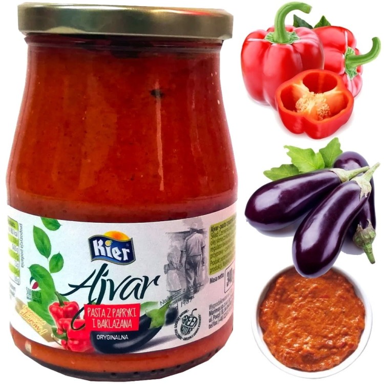 Bałkańska Pasta z Papryki i Bakłażana Ajvar Ajwar Słoik 340g 370ml KIER