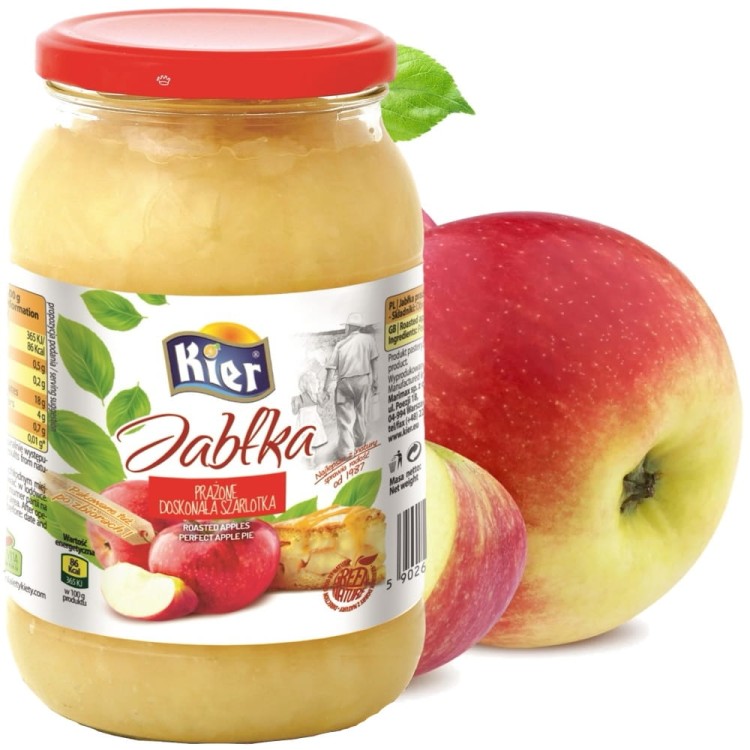 Polskie Zdrowe Prażone Jabłko Na Szarlotkę i Do Ciast w Słoiku 900g KIER