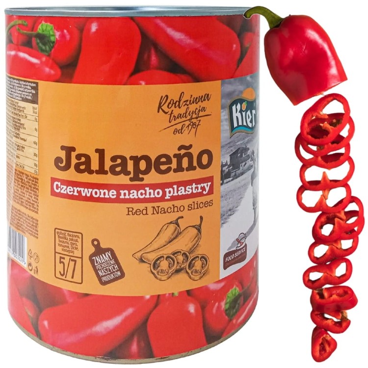 Meksykańska Papryka Czerwona Jalapeno Nacho Plastry w Zalewie 3000g KIER