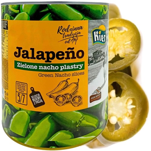 Meksykańska Papryka Zielona Jalapeno Nacho Plastry w Zalewie 3000g KIER