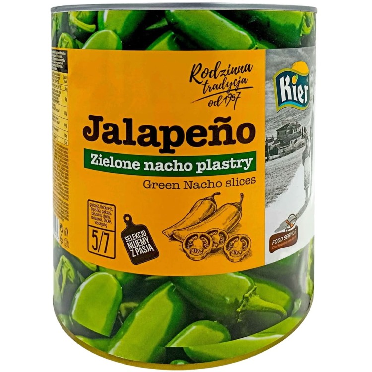 Meksykańska Papryka Zielona Jalapeno Nacho Plastry w Zalewie 3000g KIER