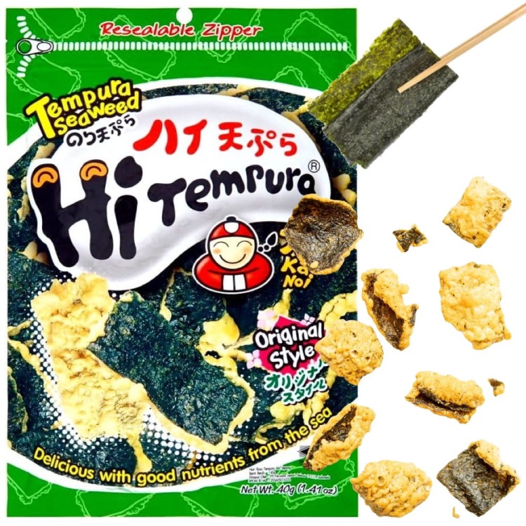 Tajskie Chrupiące Snacki z Glonów Wodorostów Nori w Tempurze Original 40g TAO KAE NOI BRAND