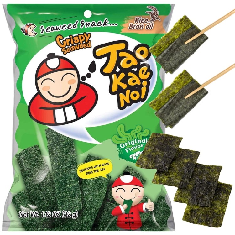 Tajskie Chrupiące Snacki z Glonów Wodorostów Nori Original 32g TAO KAE NOI BRAND
