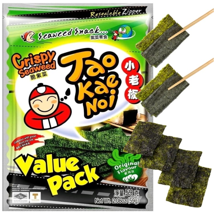 Tajskie Chrupiące Snacki z Glonów Wodorostów Nori Original BIG 59g TAO KAE NOI BRAND
