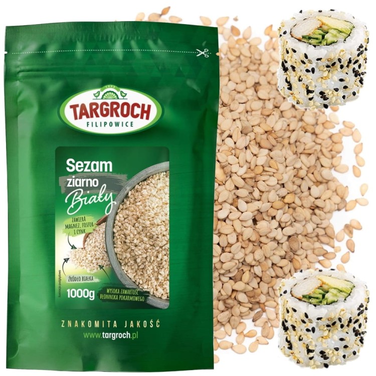 Sezam Biały Do Sushi Ziarna Sezamu Białego Naturalne 1000g 1kg TARGROCH