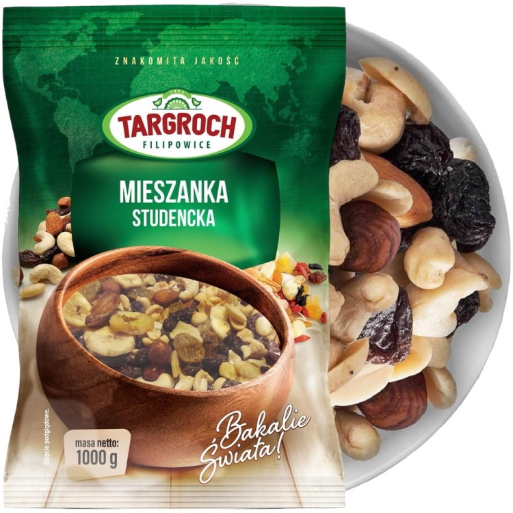 Naturalna Mieszanka Studencka Orzechów Orzechy Bakalie 1kg 1000g TARGROCH