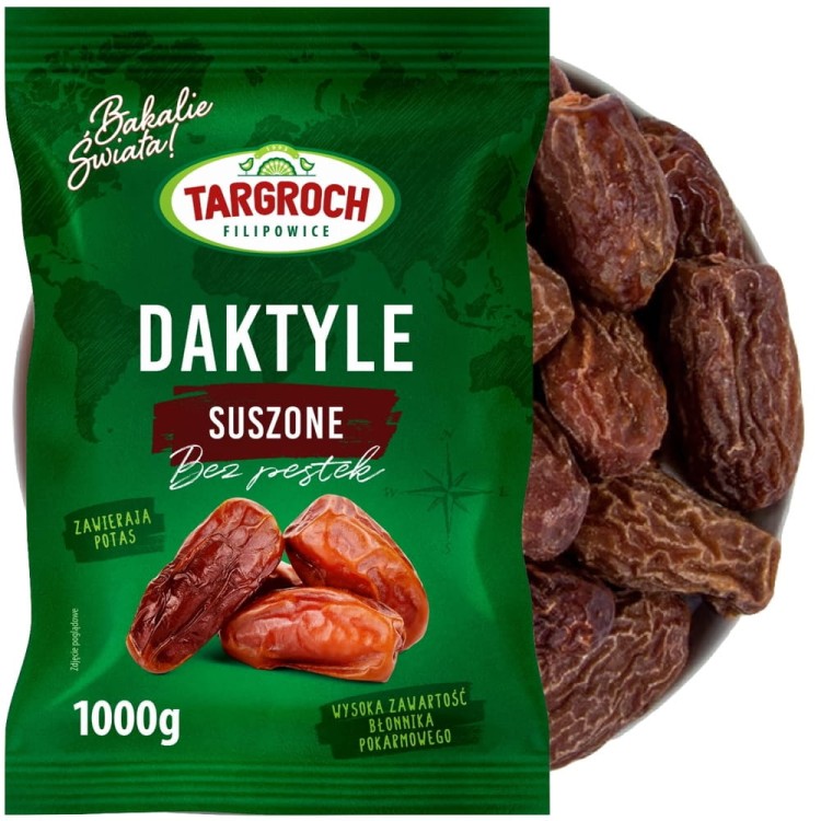 Daktyle Suszone Bez Pestek Słodkie Naturalne Świeże Źródło Potasu 1kg 1000g TARGROCH