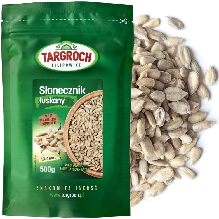 Zdrowy Słonecznik Łuskany Ziarno Naturalnie Świeży 0,5kg 500g TARGROCH