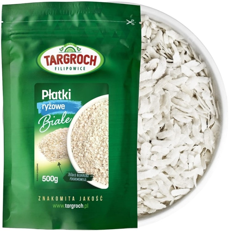 Zdrowe Płatki Ryżowe Naturalne Śniadanie Pełne Błonnika 500g 0,5kg TARGROCH
