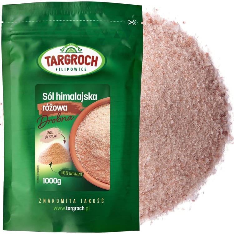 Zdrowa Sól Himalajska Różowa Mielona Czysta Naturalna Jakość 1kg TARGROCH