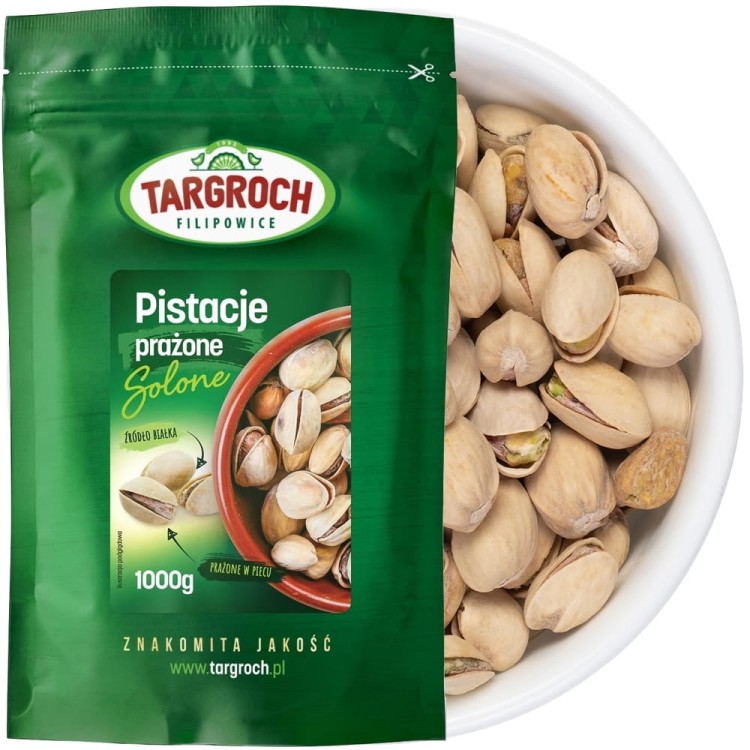 Pistacje Solone Prażone w Piecu Źródło Białka Do Łupania 1000g TARGROCH